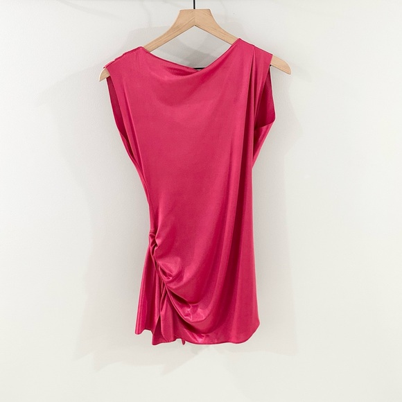 NWT J Cooper Drape Neck Ruched Blouse Pink Size Medium - Picture 6 of 6